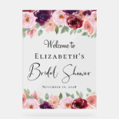 エレガントな花の水彩画 ブライダルシャワーのウェルカムサイン アクリルサイン (正面)