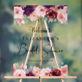 エレガントな花の水彩画 ブライダルシャワーのウェルカムサイン アクリルサイン (ニュートラル)