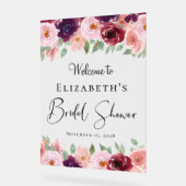 エレガントな花の水彩画 ブライダルシャワーのウェルカムサイン アクリルサイン (傾斜)