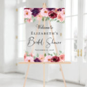 エレガントな花の水彩画 ブライダルシャワーのウェルカムサイン アクリルサイン