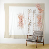 エレガントな花の水彩画 ブライダルシャワー ベージュ タペストリー (インサイチュ(横))