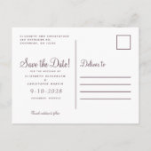 エレガントな花の水彩画 Save The Date ウェディング 案内ポストカード (裏面)