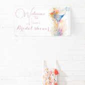 エレガントな花の水彩色のウェディングシャワー 横断幕 (インサイチュ)