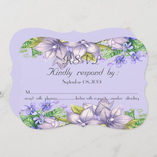 エレガントな花の水彩　出欠をお知らせください 招待状 (正面/裏面)