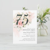 エレガントな花の水彩 75歳の誕生日パーティー 招待状 (スタンド正面)