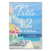 エレガントな花の海のビーチの夏の結婚式のテーブル テーブルナンバー (正面)