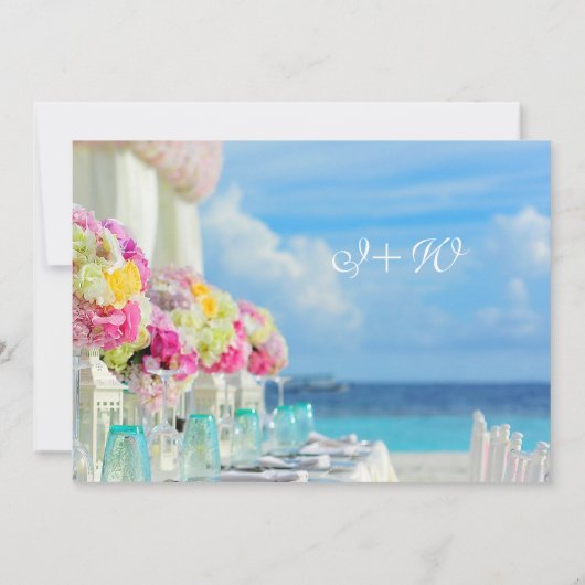 エレガントな花の海のビーチ結婚式の招待状 招待状 (裏面)