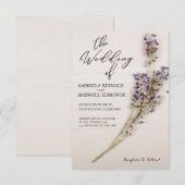 エレガントな花の清潔なラベンダーのウェディング 招待状 (正面/裏面)