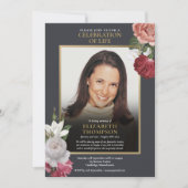 エレガントな花の生命のお祝い 葬儀の写真 招待状 (正面)