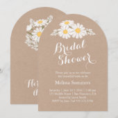 エレガントな花の白いデイジー ブライダルシャワー 招待状 (正面/裏面)