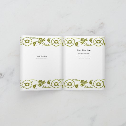 エレガントな花の白い緑のエリートのアボカドの緑 サンキューカード (内部)