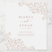 エレガントな花の白バラ ゴールドの結婚式 ワインボトルラベル ワインラベル (シングルラベル)