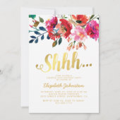 エレガントな花の白金サプライズパーティー 招待状 (正面)