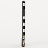 エレガントな花の白黒のストライプのなモノグラムの名前 Case-Mate iPhoneケース (裏面/右)