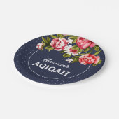 エレガントな花の真夜中の青色児の女の子Aqiqah ペーパープレート (アングル)