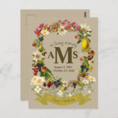 エレガントな花の紋章 故人を偲んで 葬儀  ポストカード (正面/裏面)