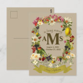 エレガントな花の紋章 追悼 葬儀 ポストカード (正面/裏面)