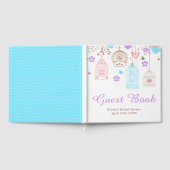 エレガントな花の紫と青の結婚前お披露目パーティー ゲストブック (全面)
