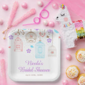 エレガントな花の紫と青の結婚前パーティー ペーパープレート (パーティー)