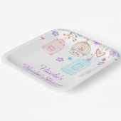 エレガントな花の紫と青の結婚前パーティー ペーパープレート (傾斜あり)