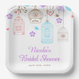 エレガントな花の紫と青の結婚前パーティー ペーパープレート