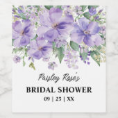 エレガントな花の紫のブライズシャワー ワインラベル (シングルラベル)