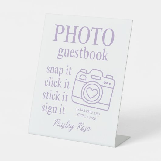 エレガントな花の紫のブライズシャワー 台座サイン (正面)