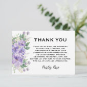エレガントな花の紫のブライダルシャワー サンキューカード (スタンド正面)