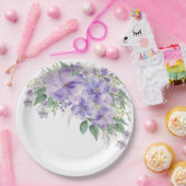 エレガントな花の紫のブライダルシャワー ペーパープレート (パーティー)