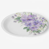 エレガントな花の紫のブライダルシャワー ペーパープレート (アングル)