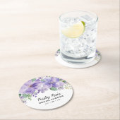 エレガントな花の紫のブライダルシャワー ラウンドペーパーコースター (インサイチュ)