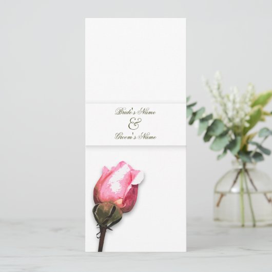 エレガントな花の結婚式のピンクのバラ 招待状 (スタンド正面)