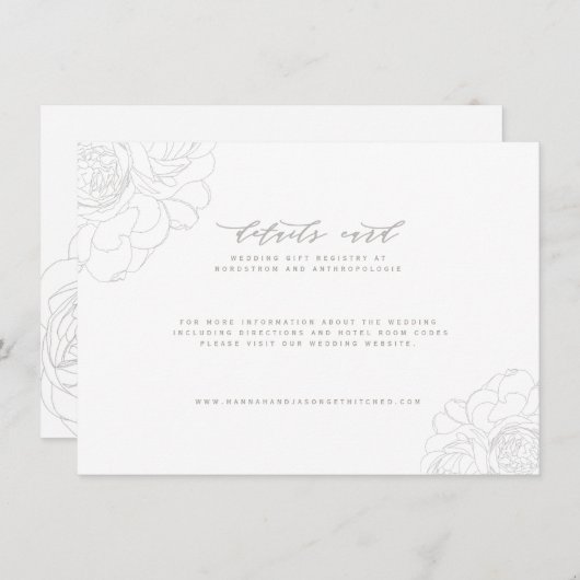 エレガントな花の結婚式の明細カード エンクロージャーカード (正面/裏面)