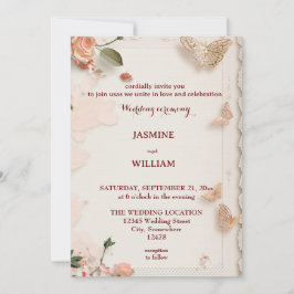 エレガントな花の結婚式招待状カードカスタム 招待状