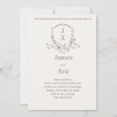 エレガントな花の結婚式招待状 - おしゃれなイニシャル 招待状 (正面)