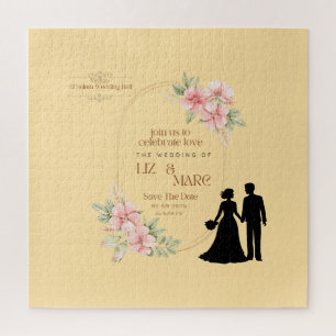 エレガントな花の結婚式招待状 ジグソーパズル