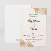 エレガントな花の結婚式招待状 | ピーチ＆グリーン 招待状 (正面/裏面)