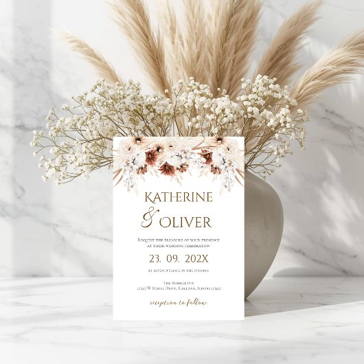 エレガントな花の結婚式招待状 招待状