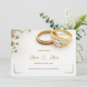 エレガントな花の結婚指輪 フローラル 招待状 (スタンド正面)