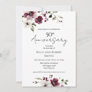 エレガントな花の結婚記念日招待状 招待状