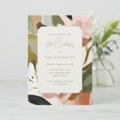 エレガントな花の絵の55歳の誕生日 招待状 (スタンド正面)