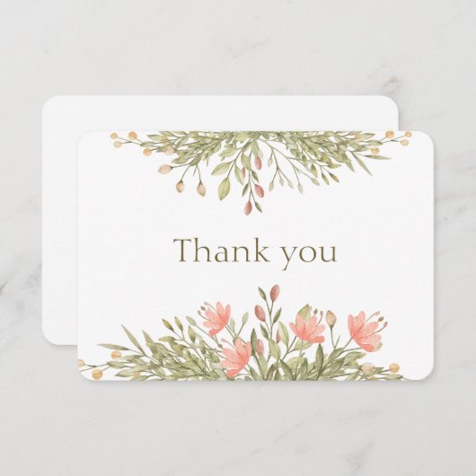 エレガントな花の緑の草木は感謝していしています。 花カード 招待状 (正面/裏面)