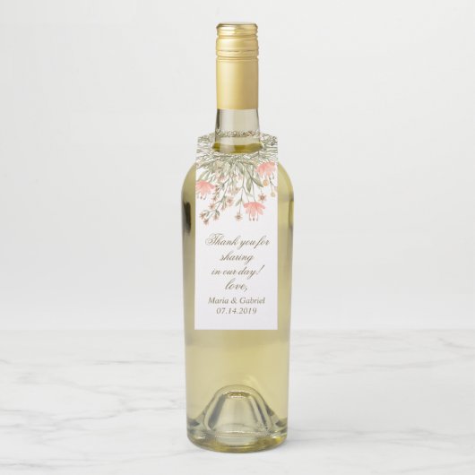 エレガントな花の緑の草木。 国の結婚式 ボトルネックタグ (ボトル)