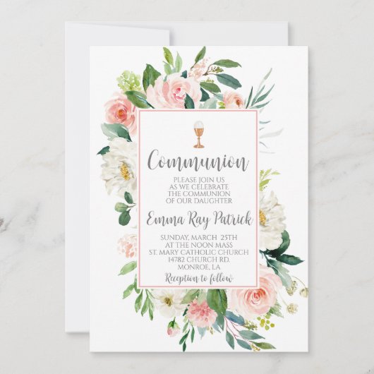 エレガントな花の聖餐 招待状 (正面)