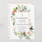 エレガントな花の聖餐 招待状 (正面/裏面)