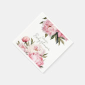 エレガントな花の芍薬のベビーシャワー スタンダードカクテルナプキン (角)