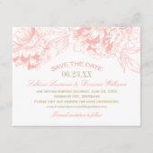 エレガントな花の芍薬の結婚式 コーラルとゴールド セーブザデート (正面)