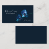 エレガントな花の花屋の濃紺の蘭カード 名刺 (正面/裏面)