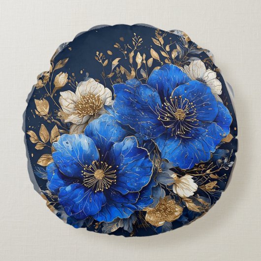 エレガントな花の芸術作品 ラウンドクッション (正面)