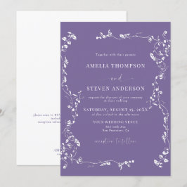 エレガントな花の葉 クラシック ウェディング 招待状